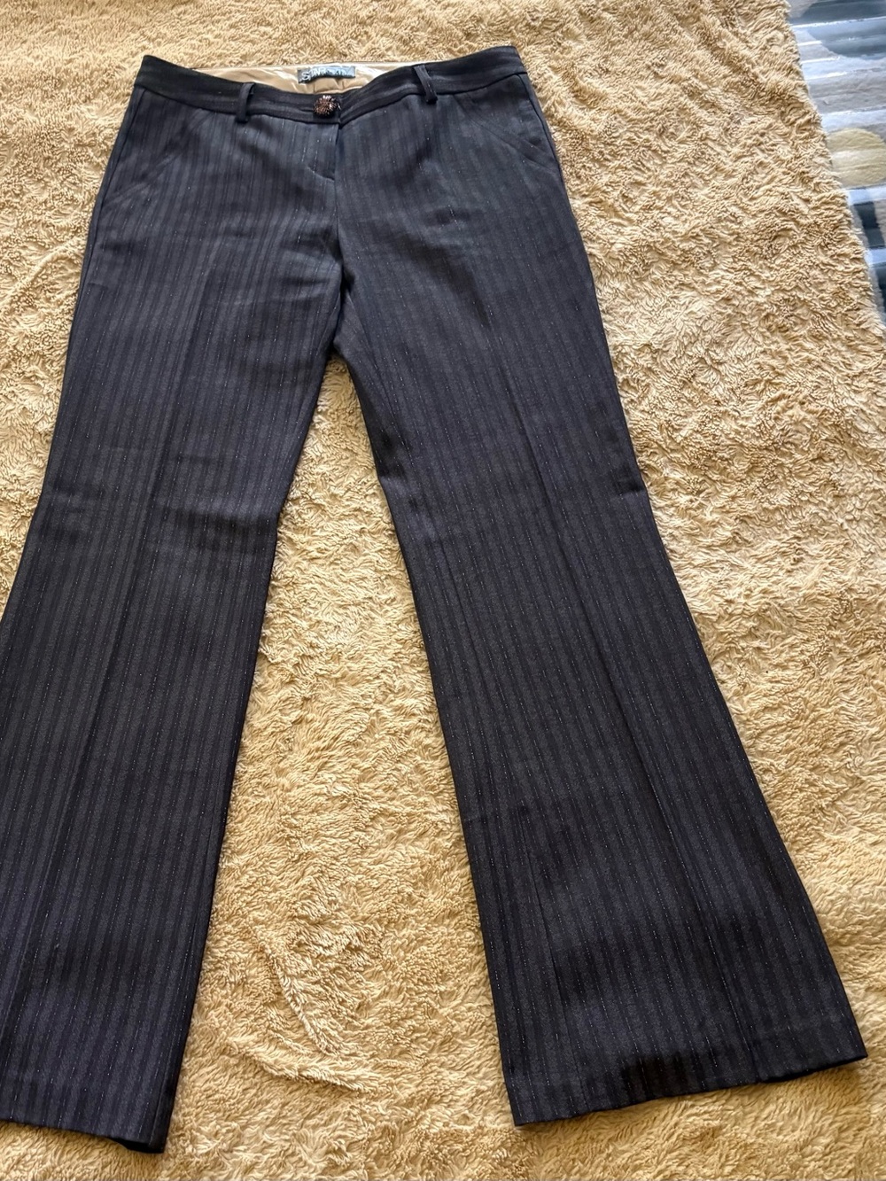 Star City Dark Brown Shimmery Pinstripe Dress Pants Authentic Y2K Vintage